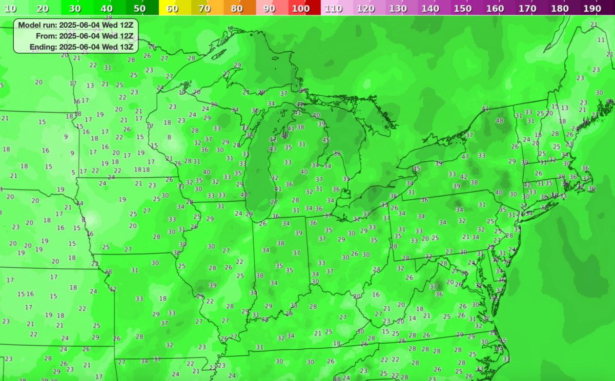 Air quality levels on June 4, 2025, from the National Weather Service's website 